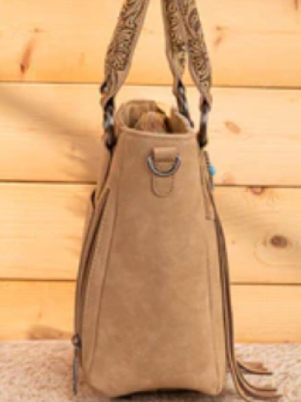 Montana West Cowhide Concealed Carry Tote, Beige NWT - Picture 4 of 6